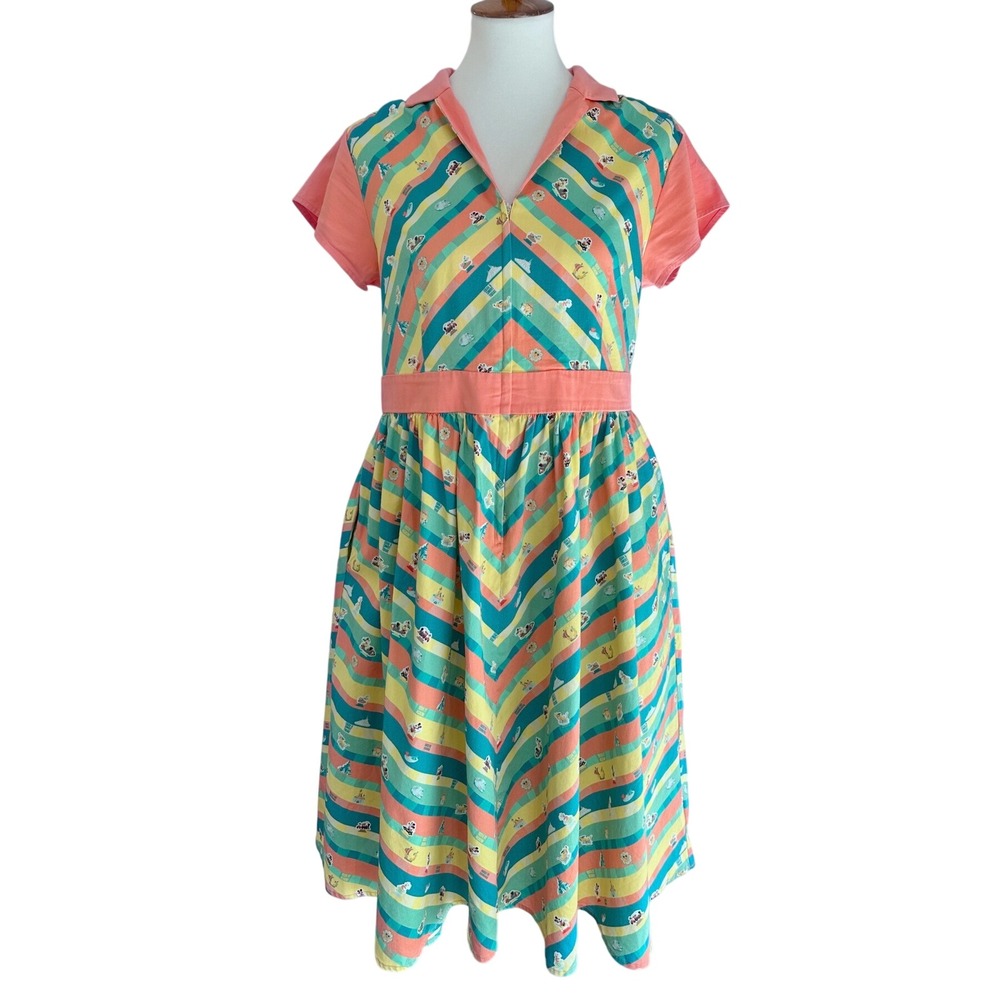 Disney Dress Shop Disneyland Resort Play in the Park Retro Stripe Large 70s mod